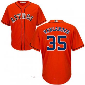 Men's Houston Astros #35 Justin Verlander Orange Stitched MLB Majestic Cool Base Jersey
