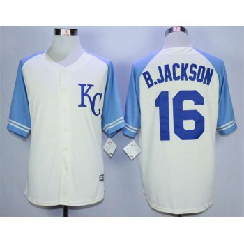 Men's Kansas City Royals #16 B.Jackson Cream New Cool Base Jersey
