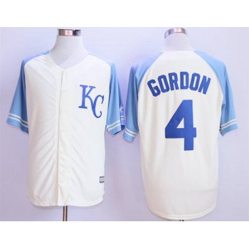 Men's Kansas City Royals #4 Alex Gordon Cream New Cool Base Jersey