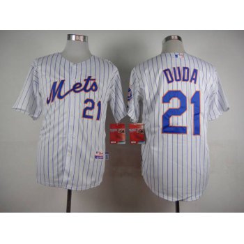 Men's New York Mets #21 Lucas Duda White Cool Base Jersey