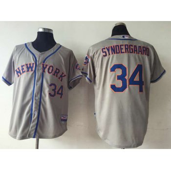 Men's New York Mets #34-Noah Syndergaard Grey Cool Base Jersey