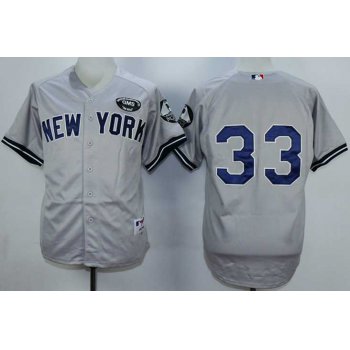 Men's New York Yankees #33 Nick Swisher Grey GMS Patch Jersey