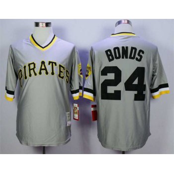 Men's Pittsburgh Pirates #24 Barry Bonds Grey Throwback Jersey