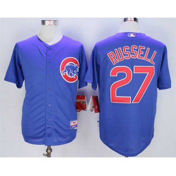 Men's Chicago Cubs #27 Addison Russell Blue Cool Base Jersey
