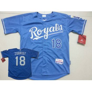 Men's Kansas City Royals #18 Ben Zobrist Alternate Light Blue MLB Cool Base Jersey