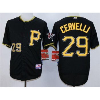 Men's Pittsburgh Pirates #29 Francisco Cervelli Black Cool Base Jersey