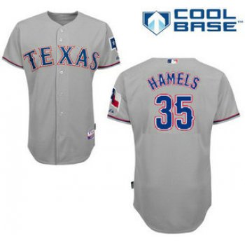 Men's Texas Rangers #35 Cole Hamels Away Gray MLB Cool Base Jersey