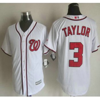 Men's Washington Nationals #3 Michael Taylor Home White 2015 MLB Cool Base Jersey