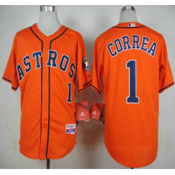 Men's Houston Astros #1 Carlos Correa Orange Jersey