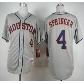 Men's Houston Astros #4 George Springer Gray Jersey