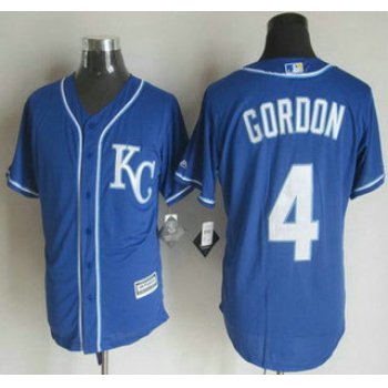 Men's Kansas City Royals #4 Alex Gordon Alternate Blue KC 2015 MLB Cool Base Jersey