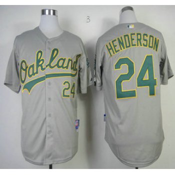Men's Oakland Athletics #24 Rickey Henderson Grey Jersey