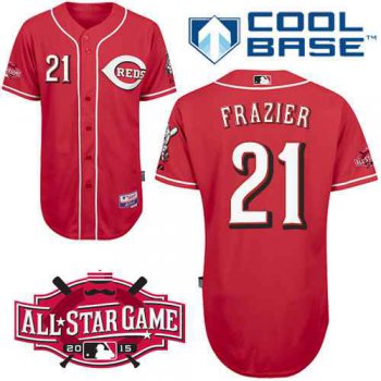 Men's Cincinnati Reds #21 Todd Frazier Red Jersey With 2015 All-Star Patch