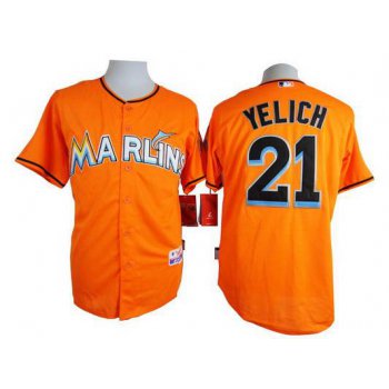Men's Miami Marlins #21 Christian Yelich Orange Jersey