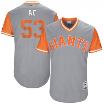 Men's San Francisco Giants Austin Slater AC Majestic Gray 2017 Players Weekend Authentic Jersey