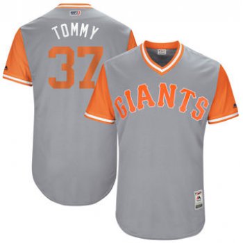 Men's San Francisco Giants Kelby Tomlinson Tommy Majestic Gray 2017 Players Weekend Authentic Jersey