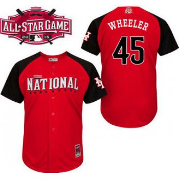 National League New York Mets #45 Zack Wheeler Red 2015 All-Star BP Jersey