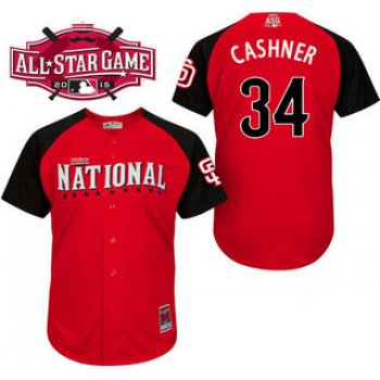 National League San Diego Padres #34 Andrew Cashner Red 2015 All-Star BP Jersey