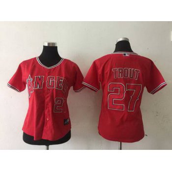 Women's LA Angels Of Anaheim #27 Mike Trout Red Jersey