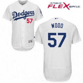 Los Angeles Dodgers #57 Alex Wood White Home Stitched MLB Majestic Flex Base Jersey