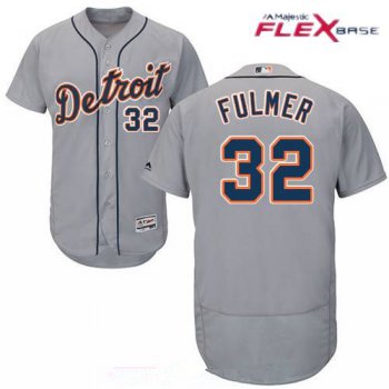 Men's Detroit Tigers #32 Michael Fulmer Gray Road Stitched MLB Majestic Flex Base Jersey