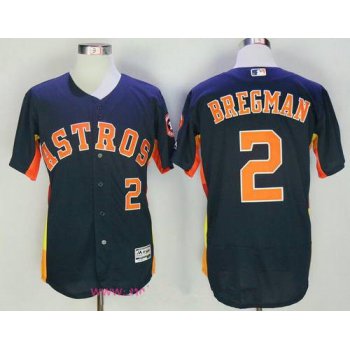 Men's Houston Astros #2 Alex Bregman Navy Blue Stitched MLB Majestic Flex Base Jersey