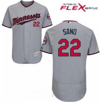 Men's Minnesota Twins #22 Miguel Sano Gray Road Stitched MLB Majestic Flex Base Jersey