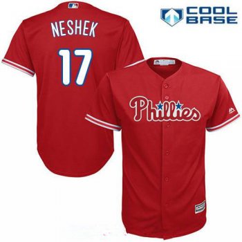Men's Philadelphia Phillies #17 Pat Neshek Red Alternate Stitched MLB Majestic Cool Base Jersey