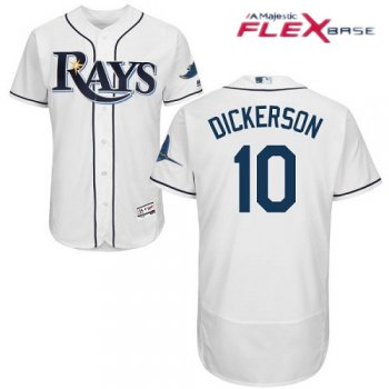 Men's Tampa Bay Rays #10 Corey Dickerson White Home Stitched MLB Majestic Flex Base Jersey