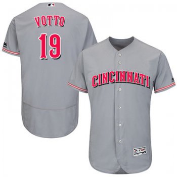 Men's Cincinnati Reds #19 Joey Votto Grey Flexbase Authentic Collection Stitched MLB Jersey