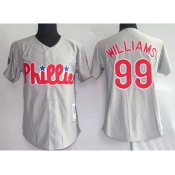 Men's Philadelphia Phillies #99 Mitch Williams Gray Mitchell & Ness Throwback Jersey