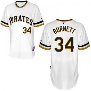 Men's Pittsburgh Pirates #34 A. J. Burnett White Pullover Jersey
