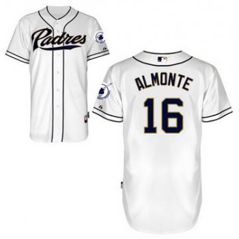 Men's San Diego Padres #16 Abraham Almonte White Jersey