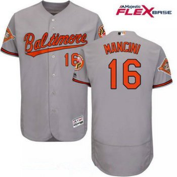 Men's Baltimore Orioles #16 Trey Mancini Gray Road 25th Patch Stitched MLB Majestic Flex Base Jersey