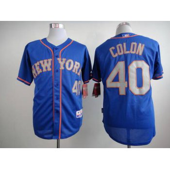 Men's New York Mets #40 Bartolo Colon Blue With Gray Jersey