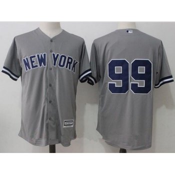 Men's New York Yankees #99 Aaron Judge No Name Gray Road Stitched MLB Majestic Cool Base Jersey