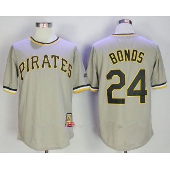 Men's Pittsburgh Pirates #24 Barry Bonds Gray Pullover Stitched MLB Majestic Cooperstown Collection Jersey