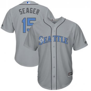 Men's Seattle Mariners #15 Kyle Seager Majestic Gray Father's Day Cool Base Replica Jersey