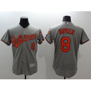 Men's Baltimore Orioles #8 Cal Ripken Grey Flexbase Authentic Collection Stitched MLB Jersey