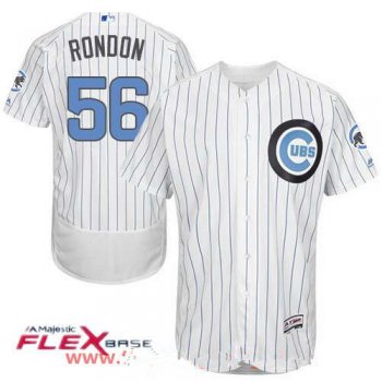Men's Chicago Cubs #56 Hector Rondon White with Baby Blue Father's Day Stitched MLB Majestic Flex Base Jersey