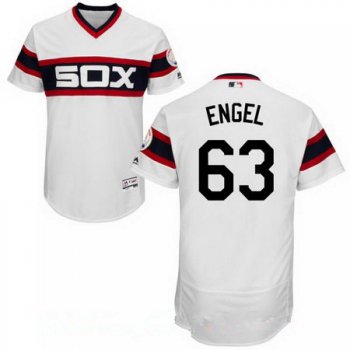 Men's Chicago White Sox #63 Adam Engel White Pullover Stitched MLB Majestic Flex Base Jersey