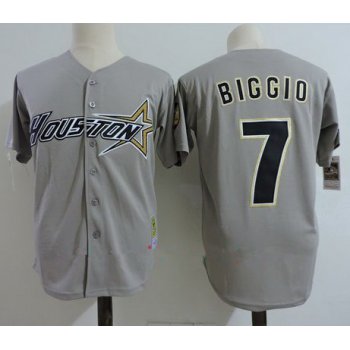 Men's Houston Astros #7 Craig Biggio Gray Road 1997 Throwback Cooperstown Collection Stitched MLB Mitchell & Ness Jersey