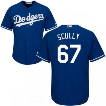 Men's Los Angeles Dodgers Sportscaster #67 Vin Scully Retired Royal Blue Stitched MLB Majestic Cool Base Jersey