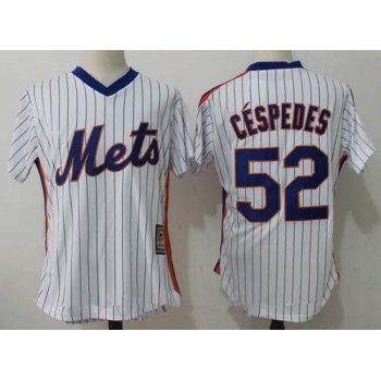 Men's New York Mets #52 Yoenis Cespedes White Pullover Stitched MLB Majestic Cooperstown Collection Jersey