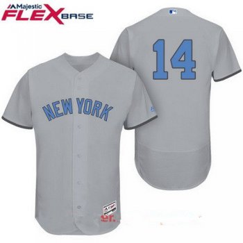 Men's New York Yankees #14 Starlin Castro Gray With Baby Blue Father's Day Stitched MLB Majestic Flex Base Jersey