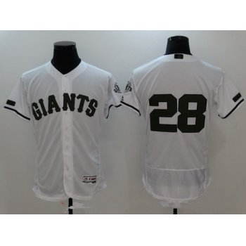 Men's San Francisco Giants #28 Buster Posey White with Green Memorial Day Stitched MLB Majestic Flex Base Jersey