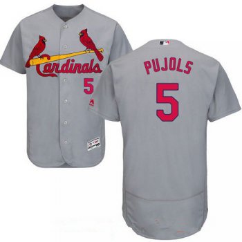 Men's St. Louis Cardinals #5 Albert Pujols Gray Road Stitched MLB Majestic Flex Base Jersey