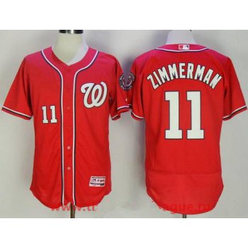 Men's Washington Nationals #11 Ryan Zimmerman Red Stitched MLB Majestic Flex Base Jersey