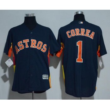 Men's Houston Astros #1 Carlos Correa Navy Blue Stitched MLB Majestic Cool Base Jersey