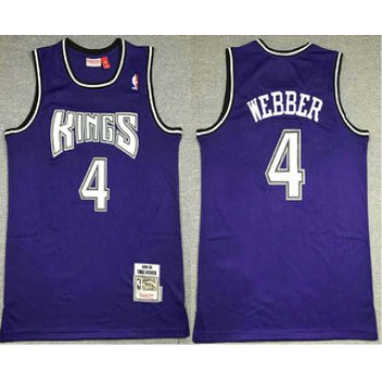 Biggest Men's Sacramento Kings #4 Chris Webber Purple 1998-99 Hardwood Classics Soul Swingman Stitched NBA Throwback Jersey